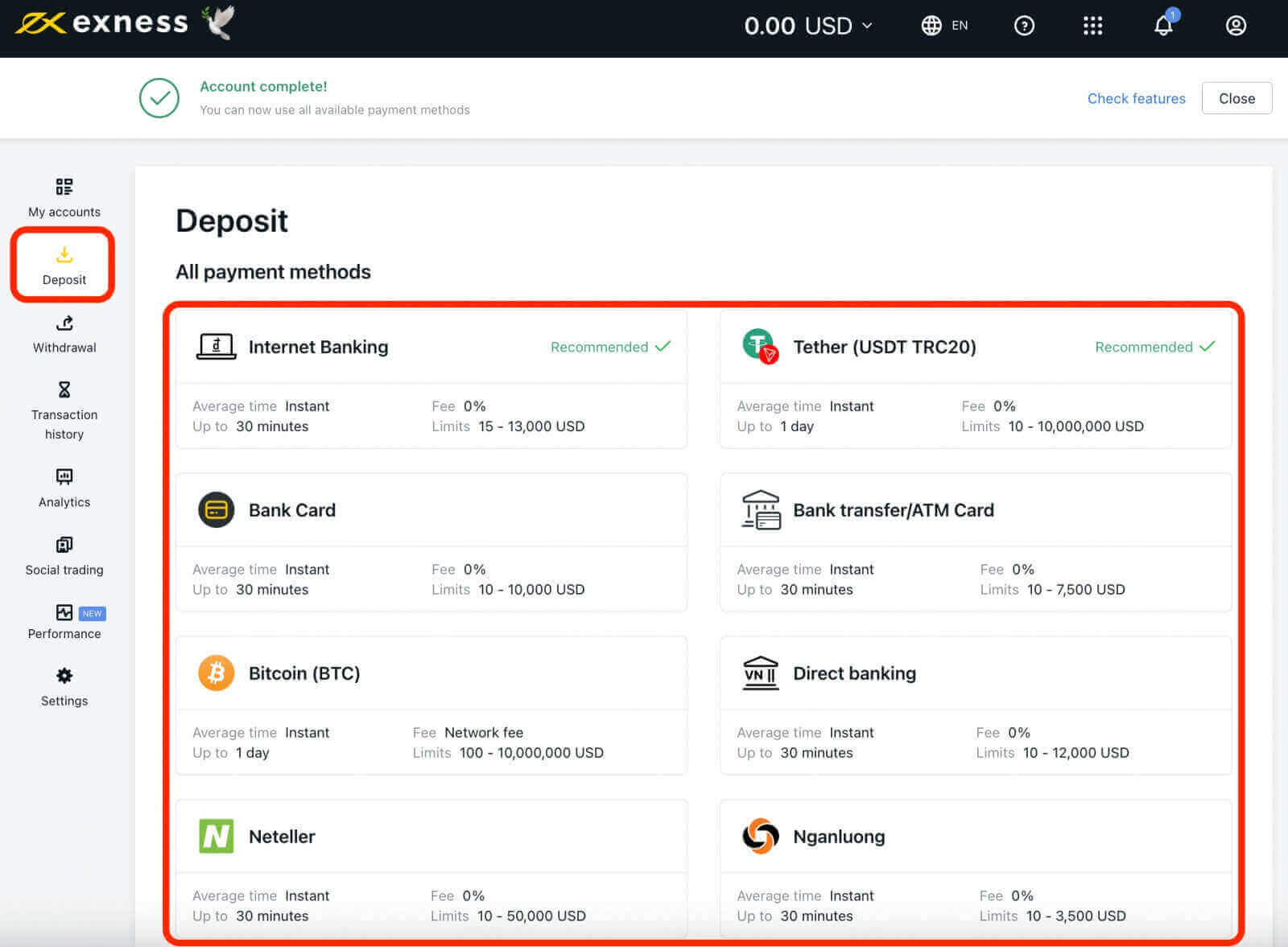 Kif Login u Depożitu fuq Exness